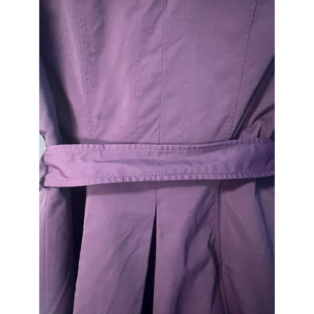 New York & Company Plum Purple Double Breasted Trench Coat Belted Womens Small - Picture 4 of 9